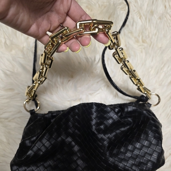 Florence Top Handle Woven Bag - Black Elegant Black Woven Women\'s Bag